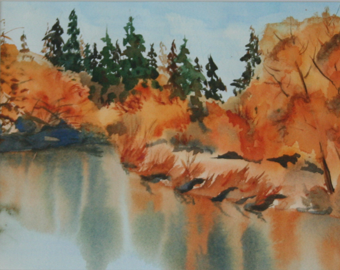 Original Painting – Watercolor – Fall By The Lake
